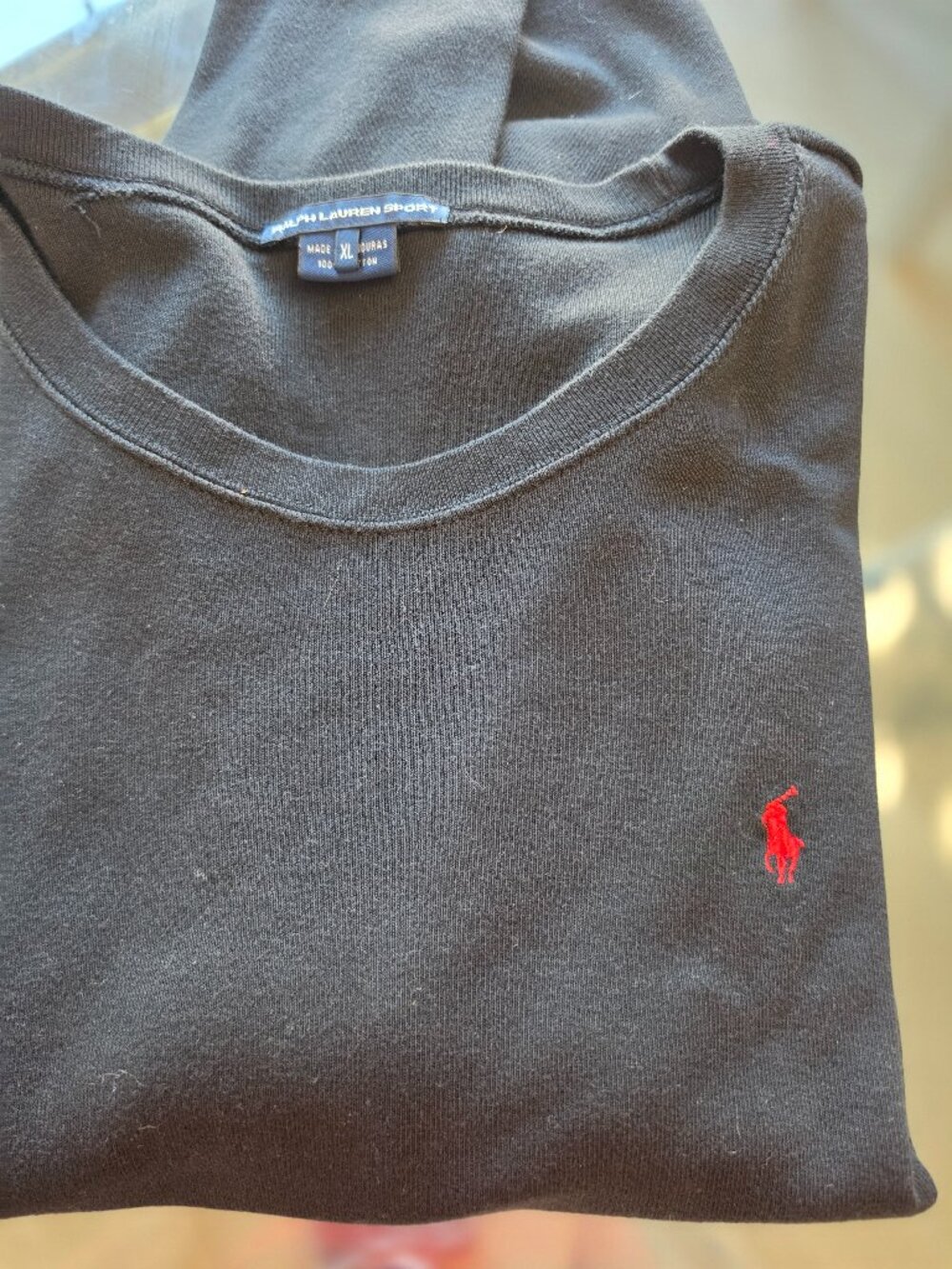 Ralph Lauren Sport XL long sleeve blk shirt with red pony ladies 90's